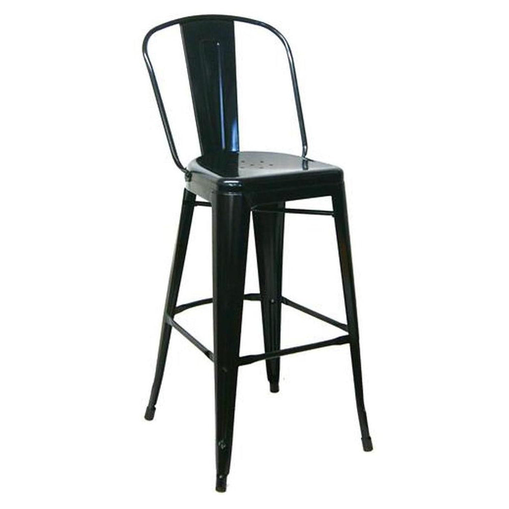Bar stool in STEELX style metal with backrest