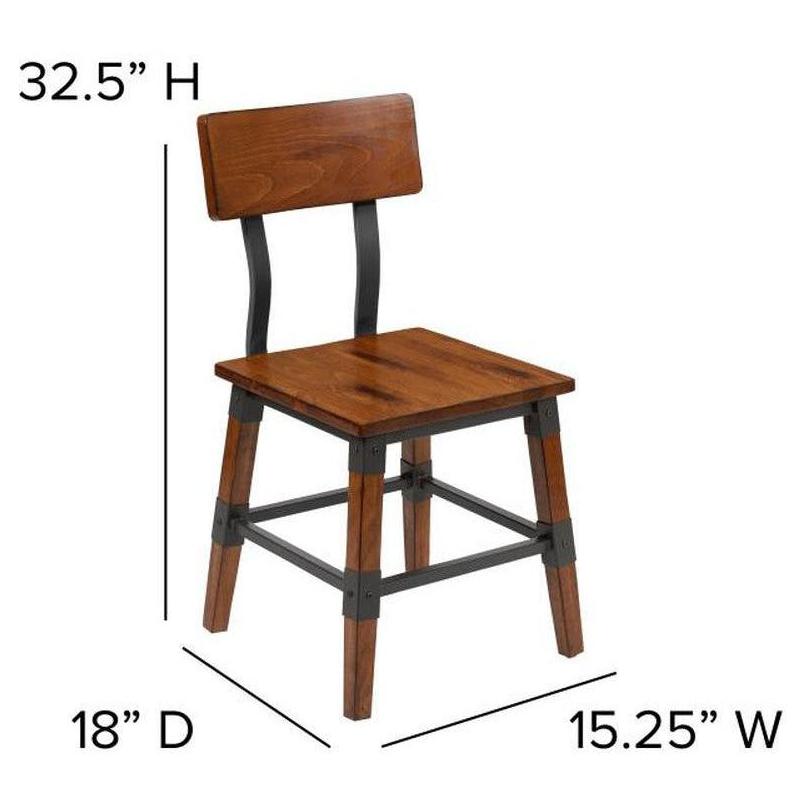 Chaise de salle à manger industrielle ALARIC en bois finition noyer antique – lot de 2