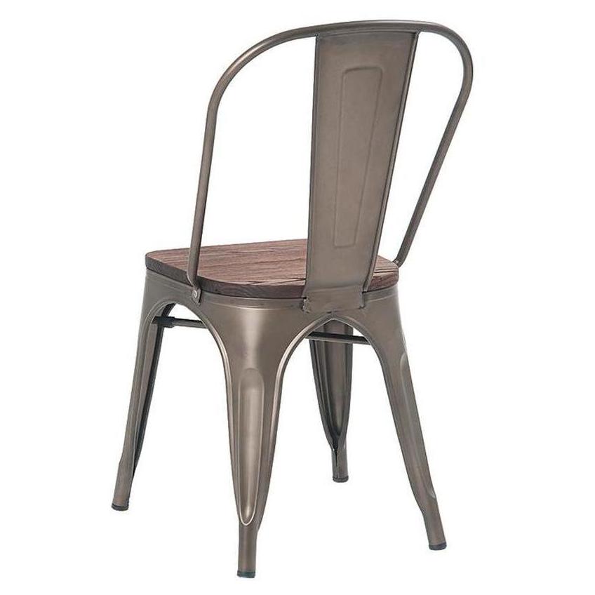 Chaise intérieure style STEELX avec assise bois et structure acier finition gunmetal