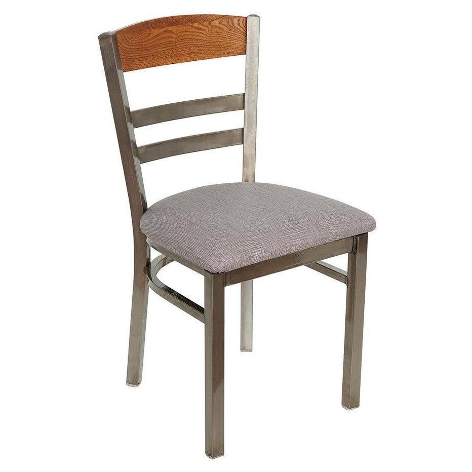 Chaise ADELIE de metal con respaldo de madera acolchado