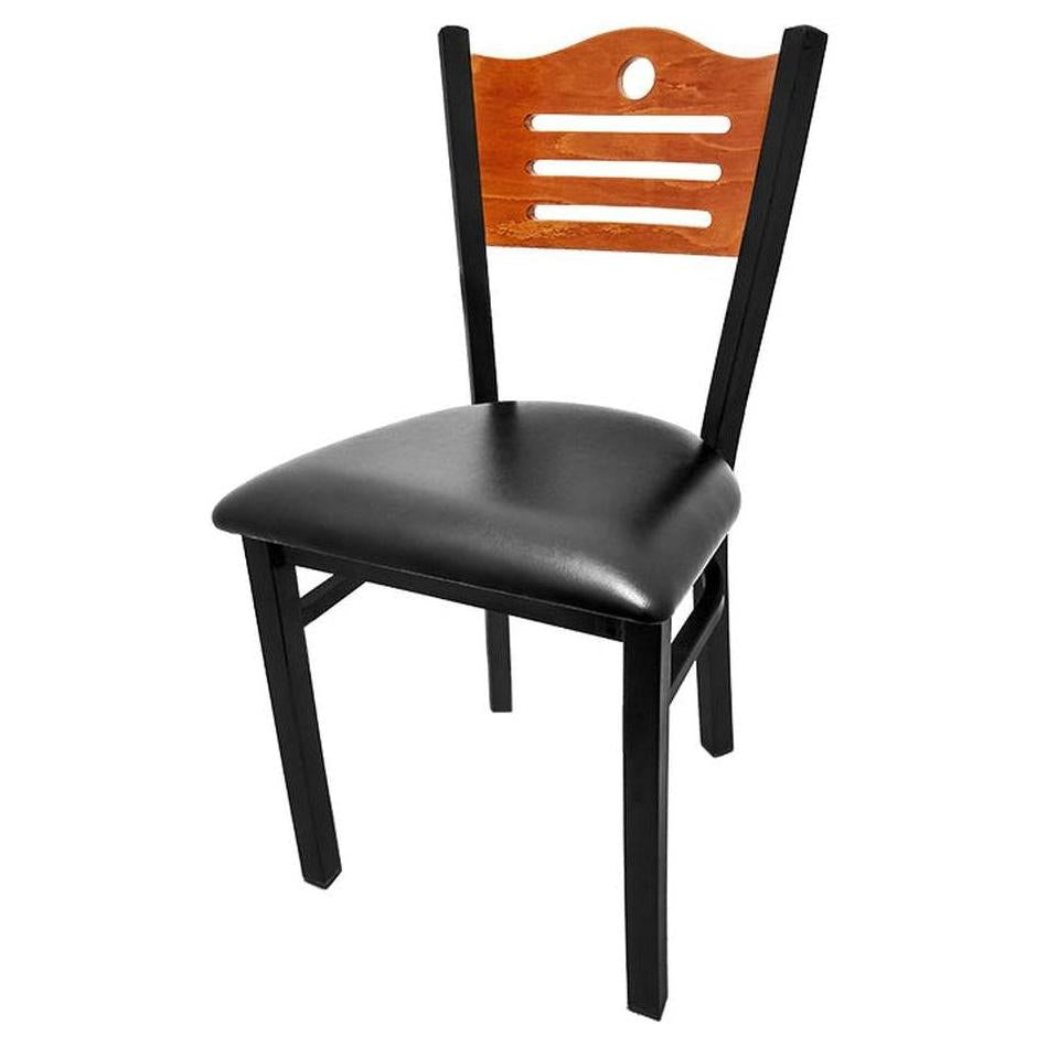 Chaise YLDI avec dossier bois et structure noire