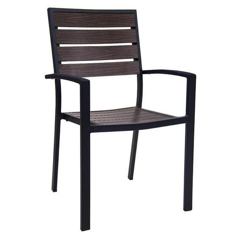 Fauteuil extérieur en aluminium avec assise et dossier à lattes aluminium