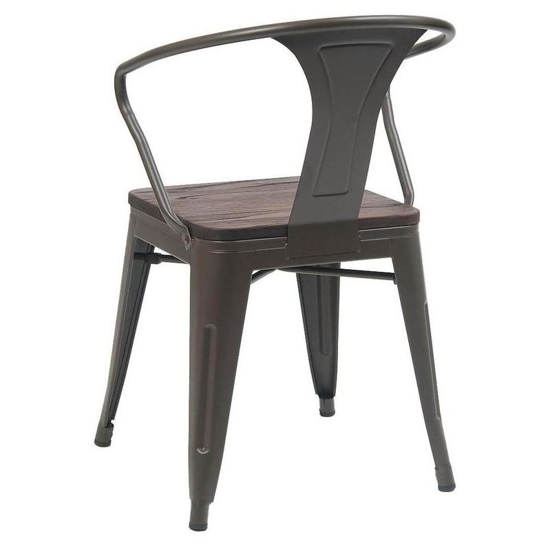 Chaise de acero con asiento de madera