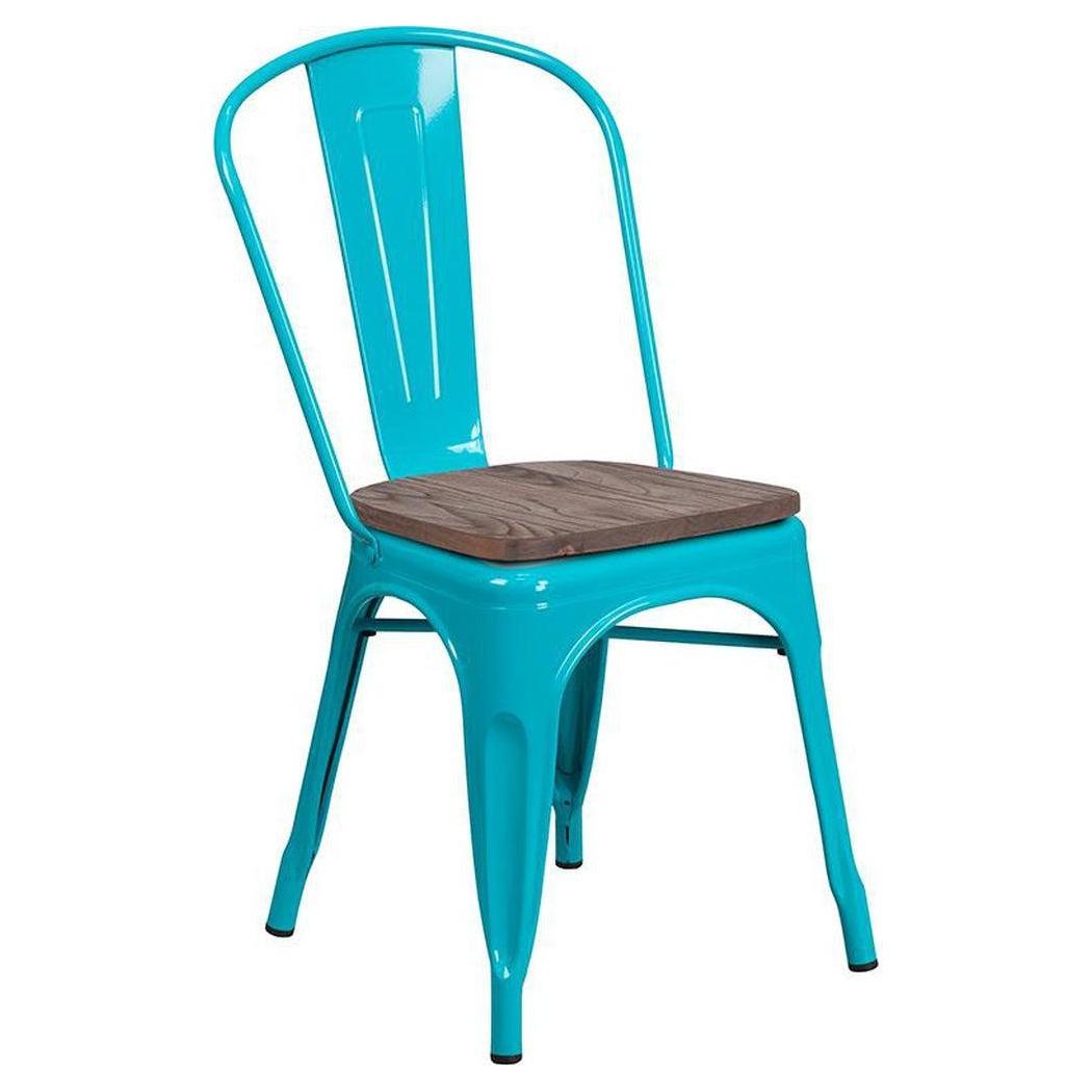 Chaise apilable estilo STEELX con asiento de madera