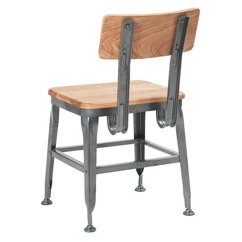 Chaise interior AYANJ de acero envejecido con asiento y respaldo de madera