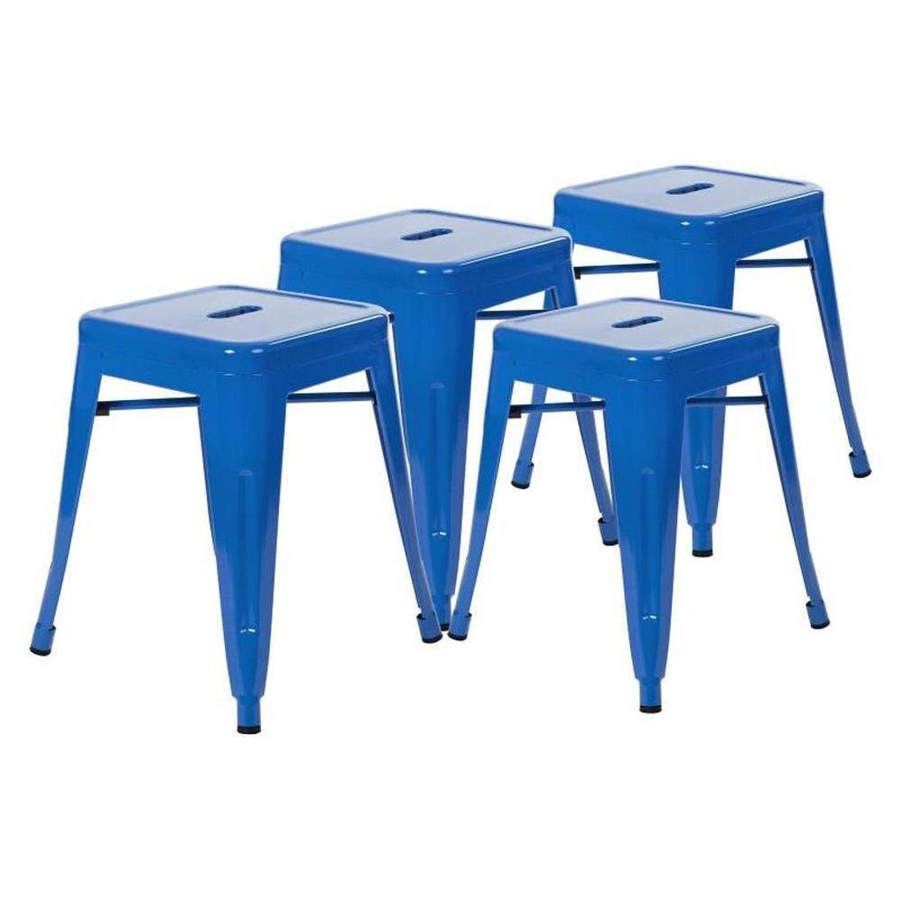 Tabouret bas empilable WERKSTATT hauteur assise 46 cm en métal – lot de 4