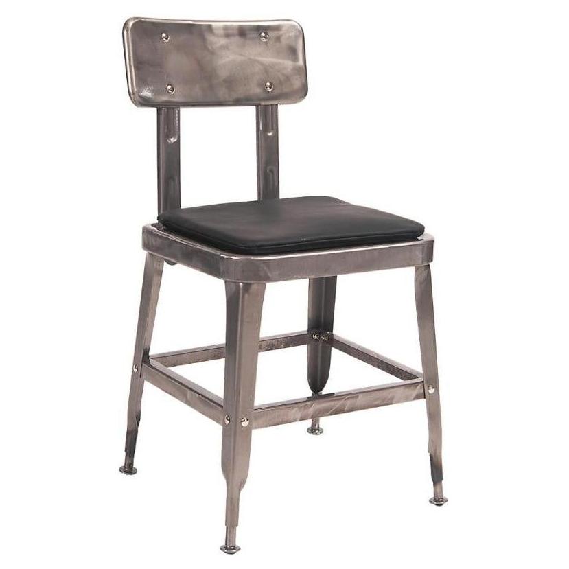 Chaise interior AYANJ de acero envejecido con asiento de vinilo