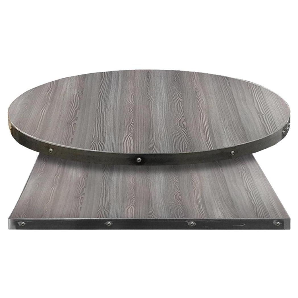 Mesa de comedor laminada con acabado de madera rústica