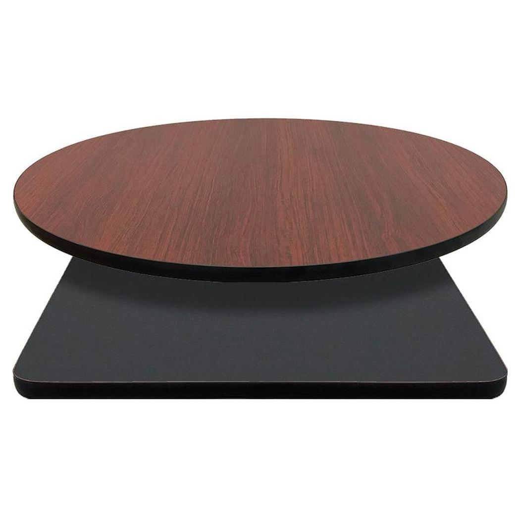 Plato de mesa laminado reversible con borde marrón