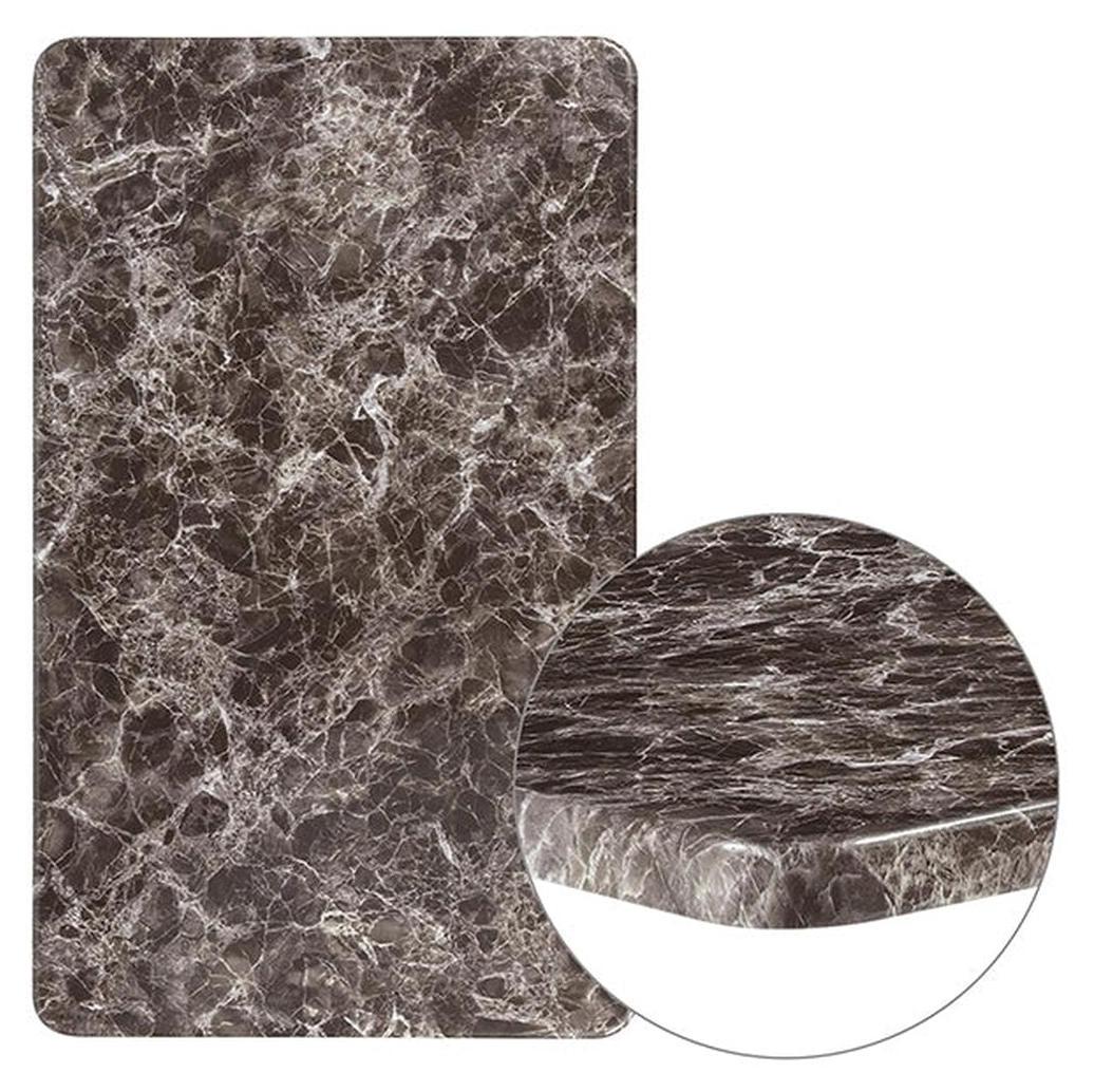 Indoor table top in gray marble finish laminate