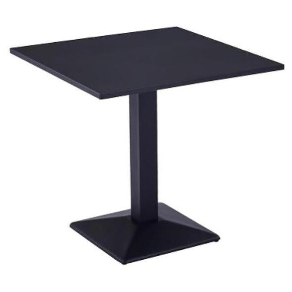 Outdoor black metal table 76 × 76 cm with base