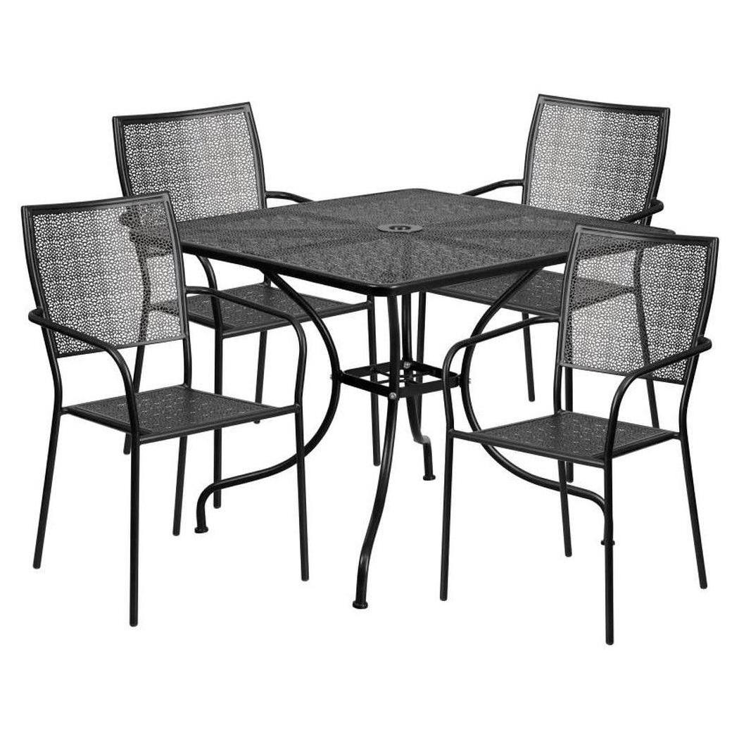 Ensemble table extérieure OLGA carrée 90 cm avec 4 chaises dossier carré