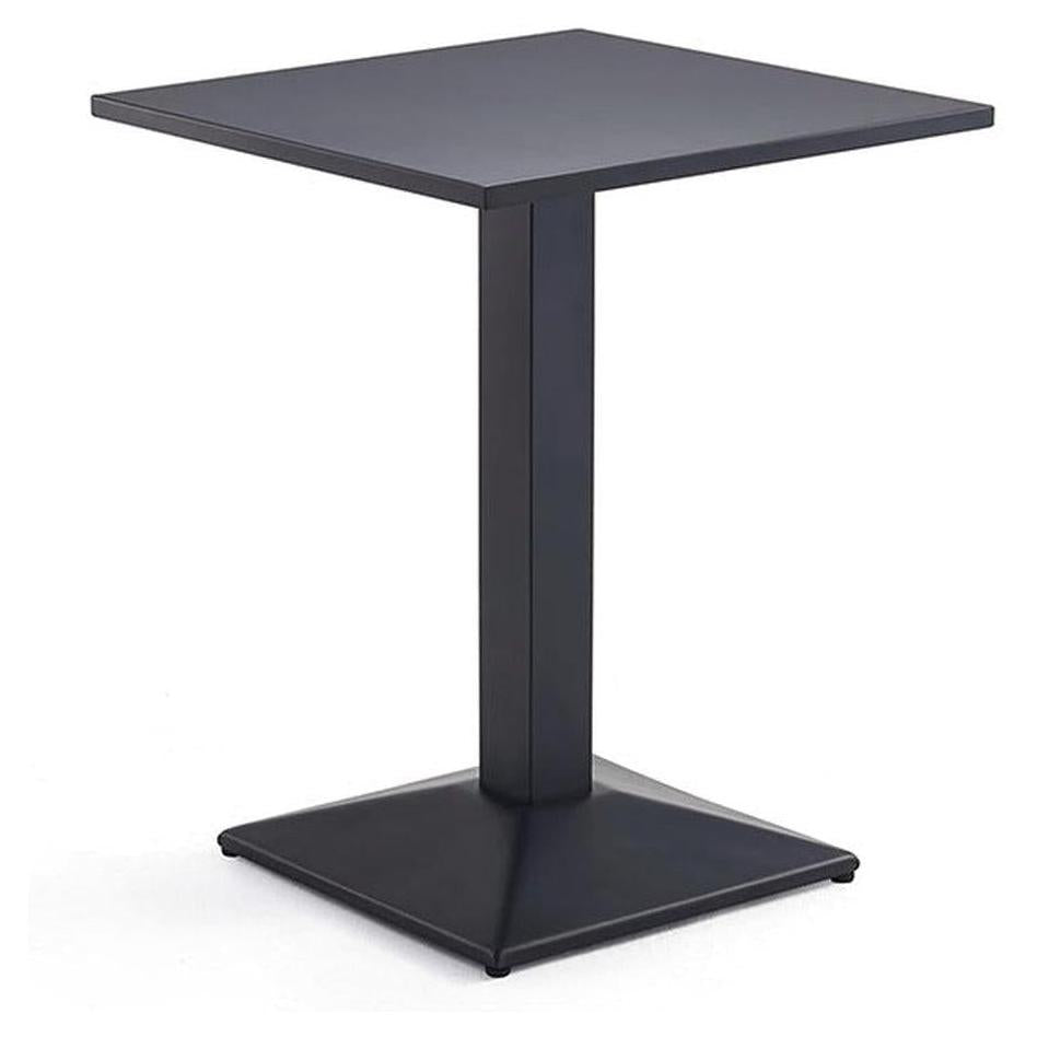 Outdoor black metal table 61 × 61 cm with base