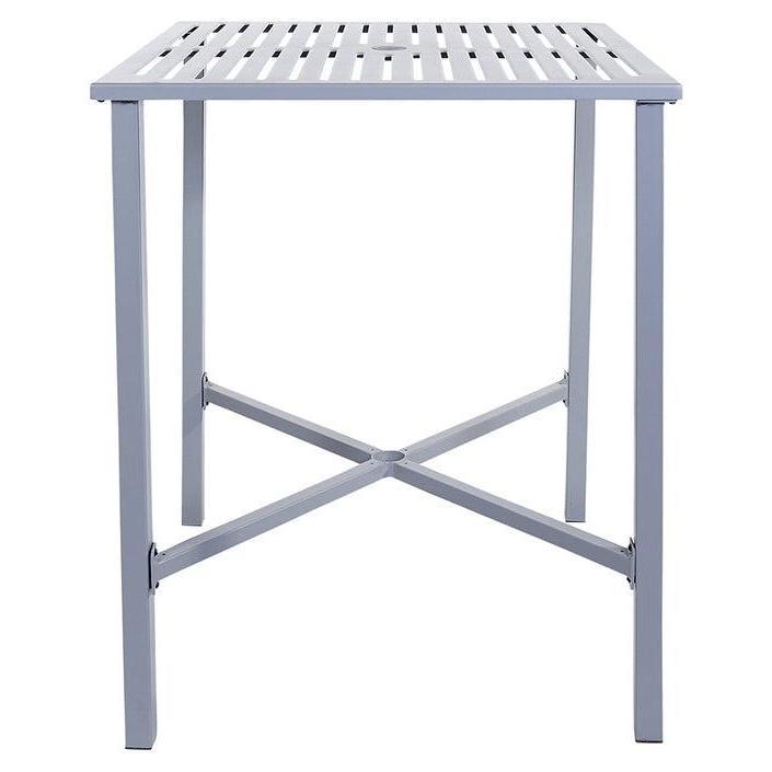 Outdoor bar height RAMAT table in light gray with umbrella hole