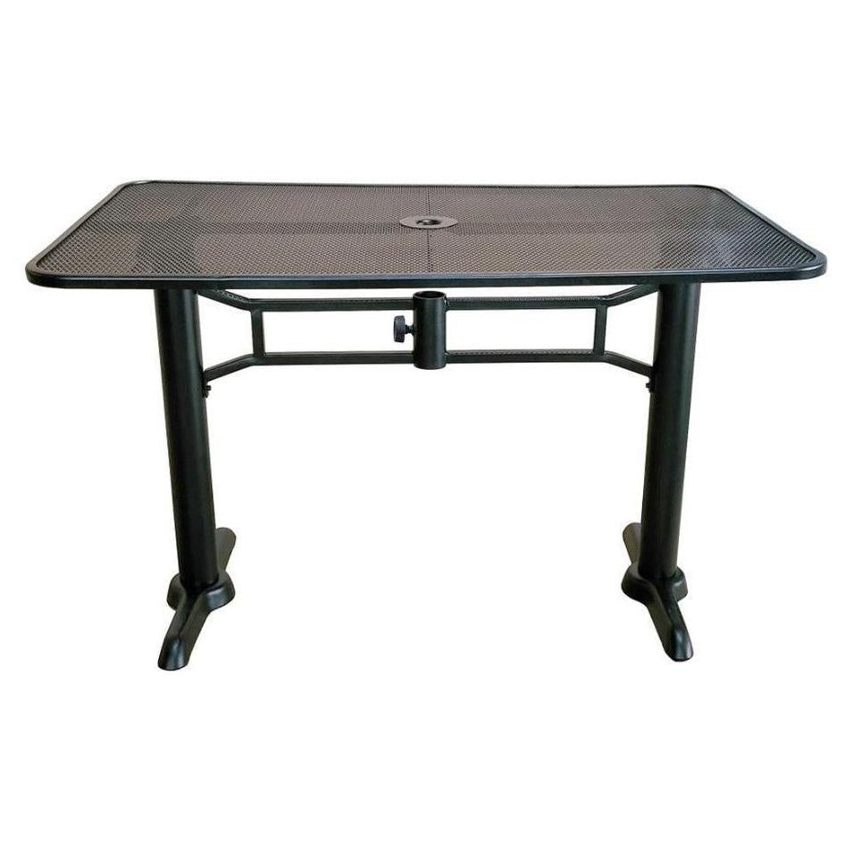 Table extérieure rectangulaire 76 × 122 cm avec plateau grillagé