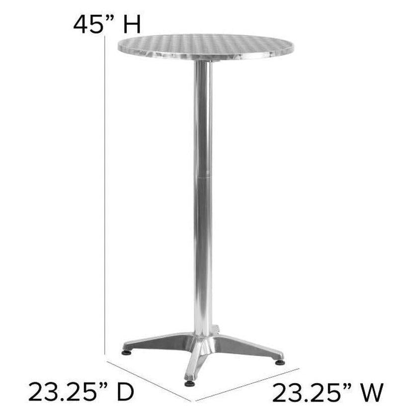 Folding round outdoor table in aluminum 60 cm - bar height