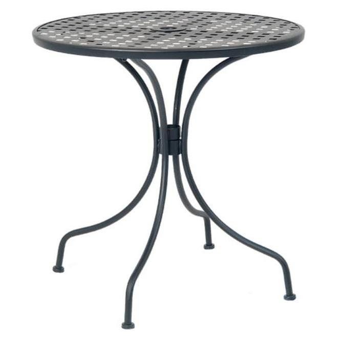 Table extérieure ronde grillagée avec trou parasol