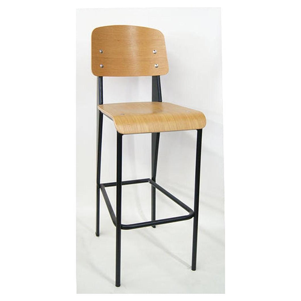 Bar stool in natural plywood Prouvé style