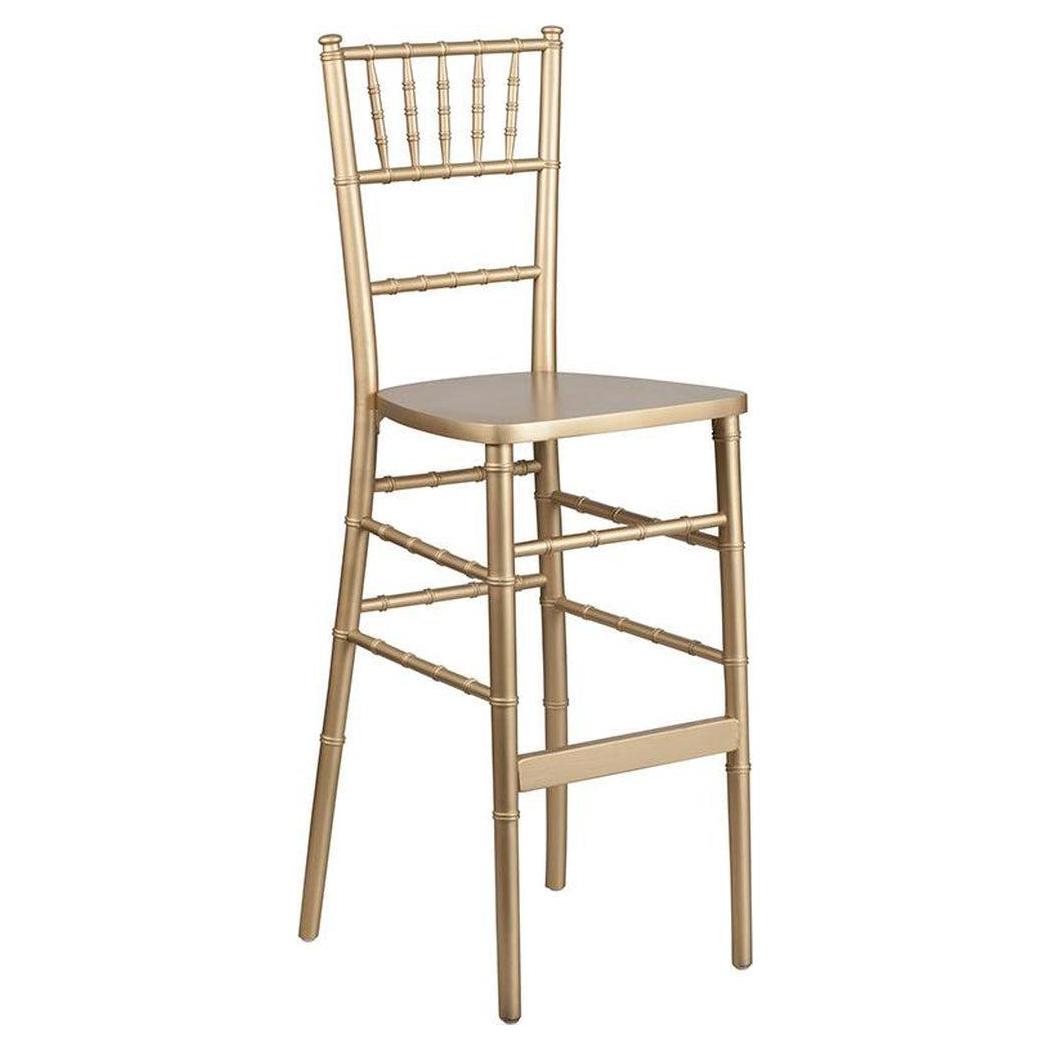 Taburete de bar TITAN de madera con acabado dorado estilo Chiavari