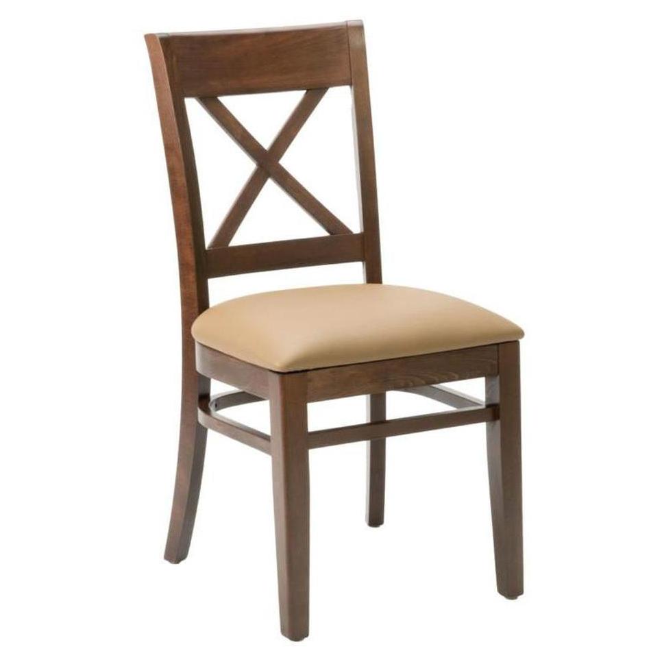Modern European beech wood chair with X-shaped backrest