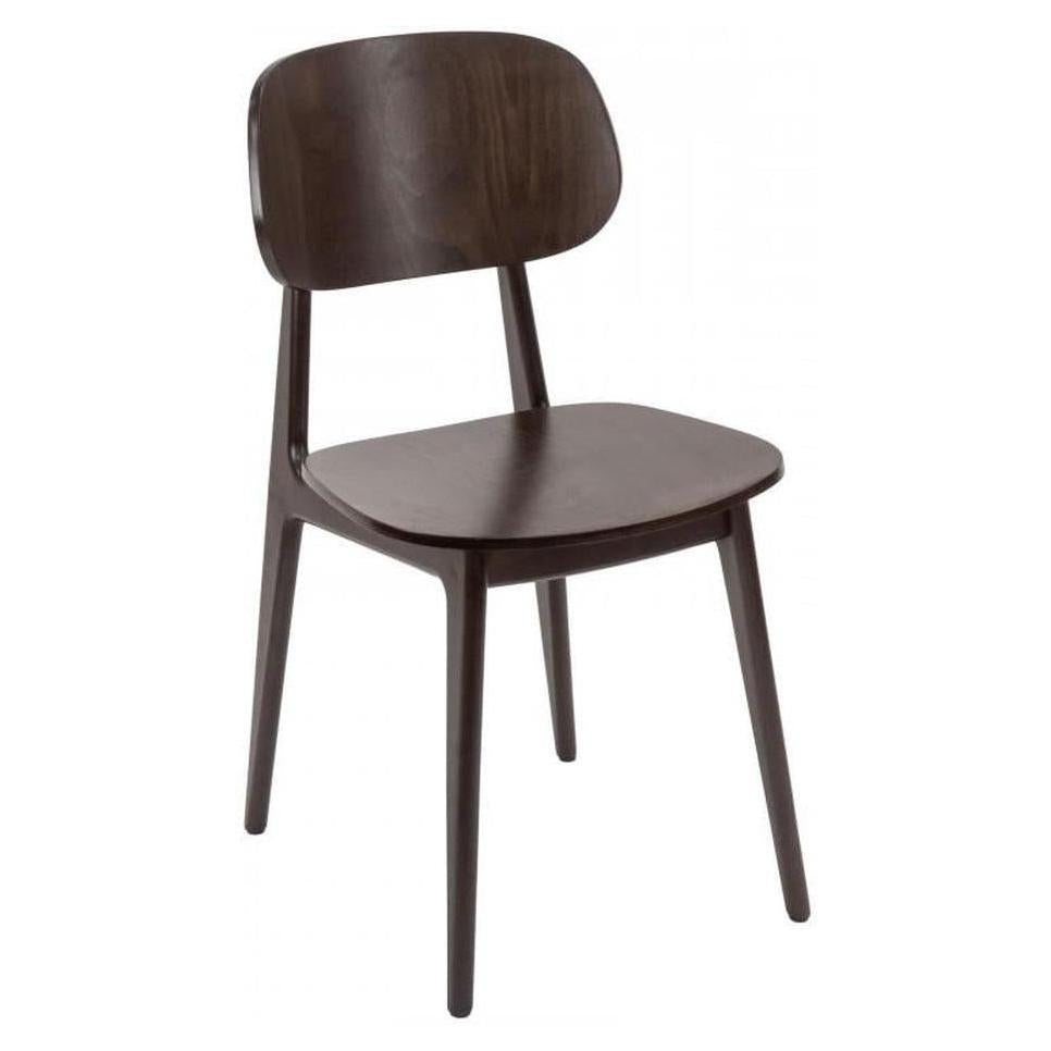 Chaise arrondie en hêtre européen style mid-century avec dossier courbé