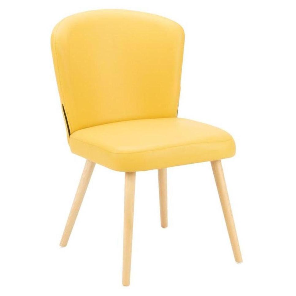 Round modern chair in European beech with padded backrest