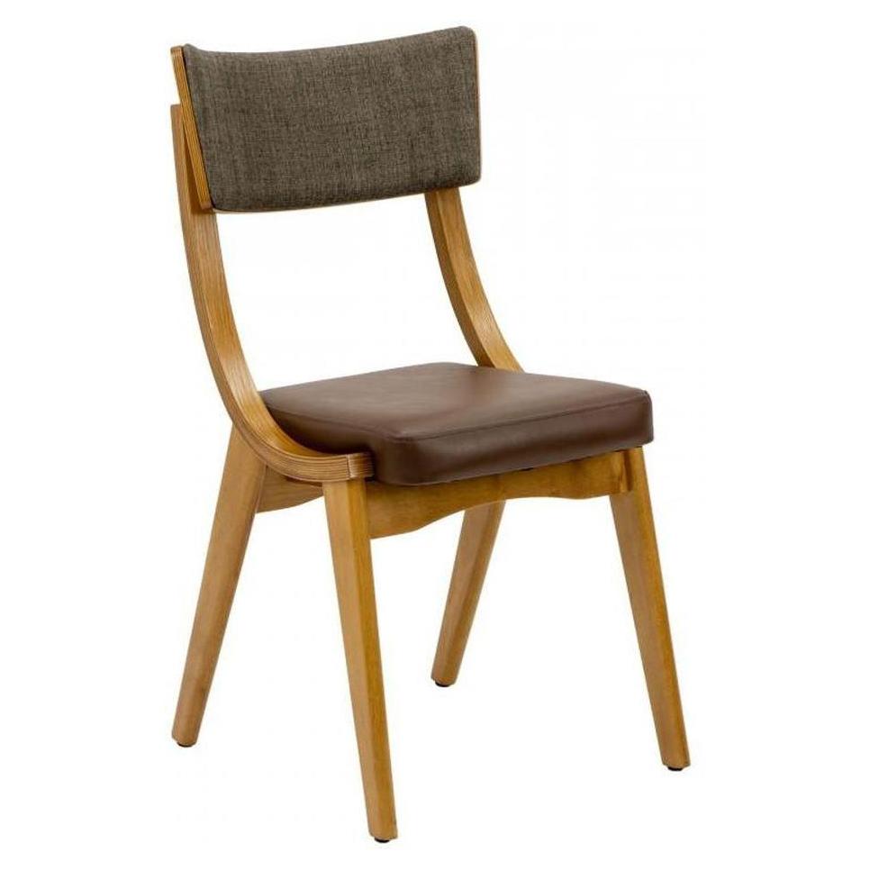 Chaise carrée ouverte en hêtre européen avec dossier courbé