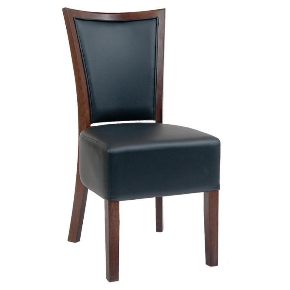 Beech Wood Chair with Deep Padded Seat in Black Vinyl