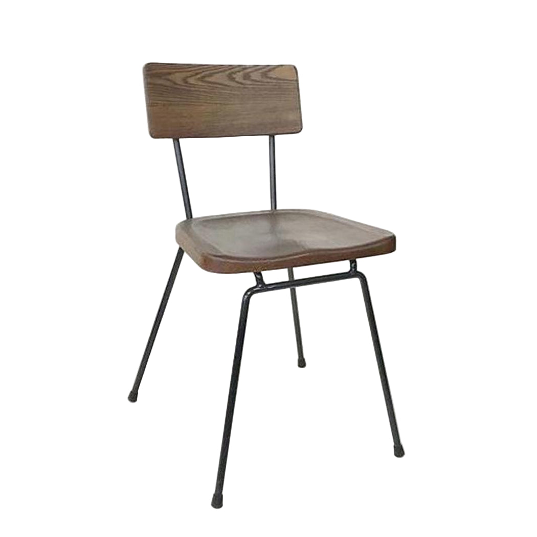 Wood and metal chair with walnut finish