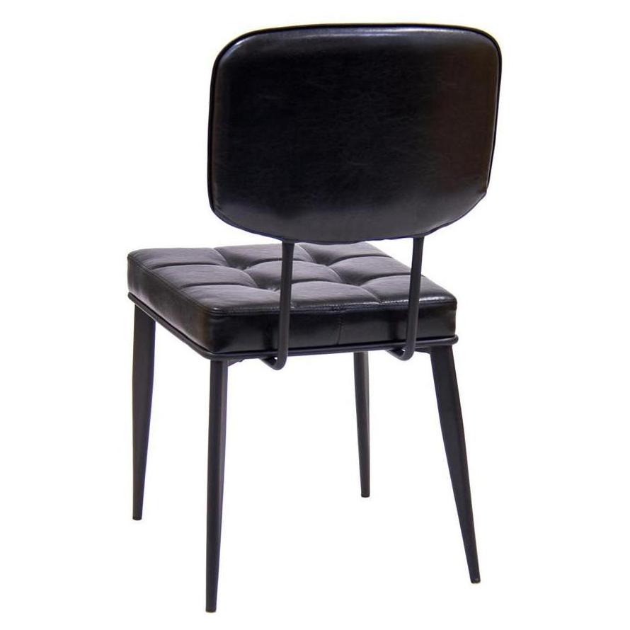 Chaise interior de metal negro con asiento y respaldo de vinilo
