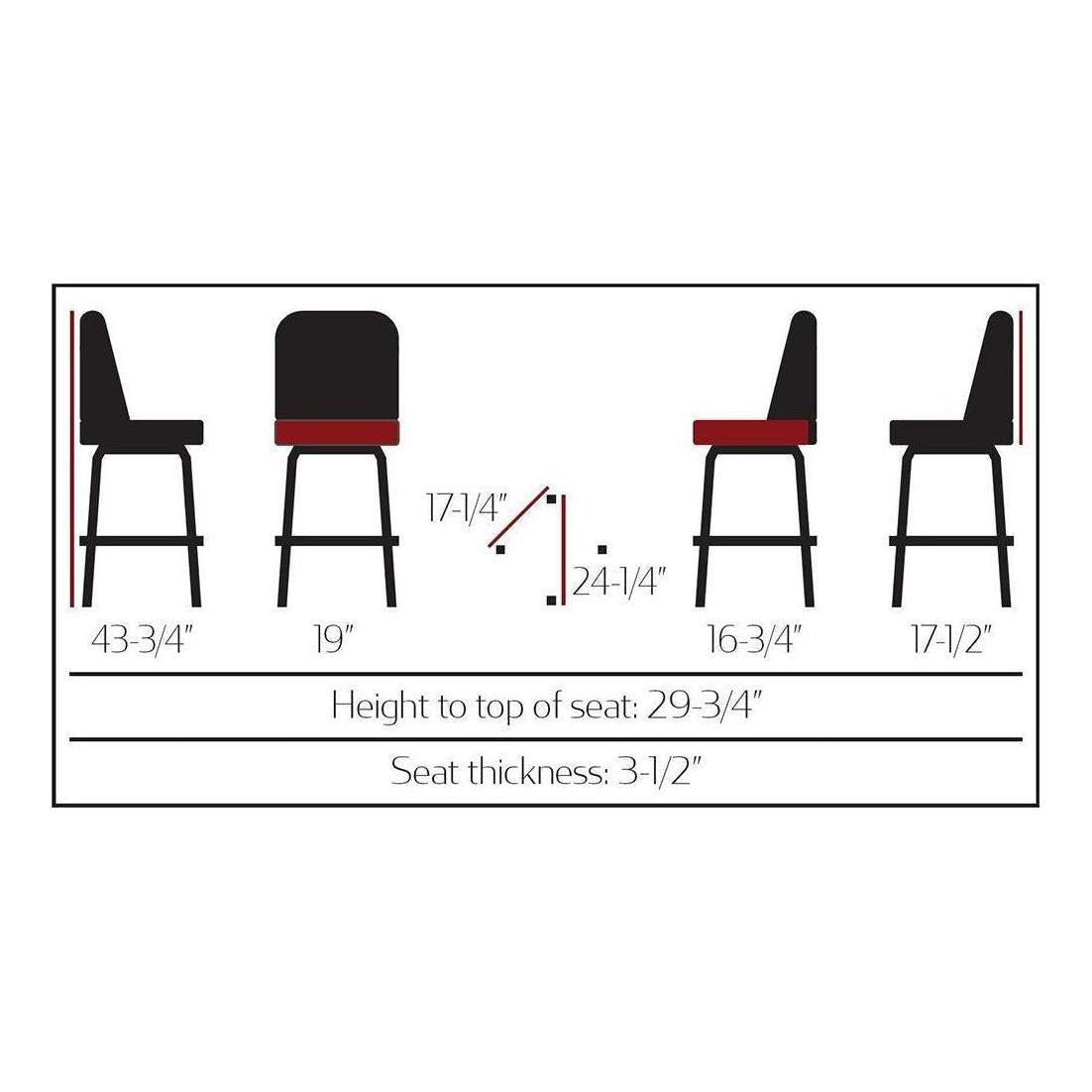 Tabouret de bar type bucket avec piétement pivotant carré noir brillant