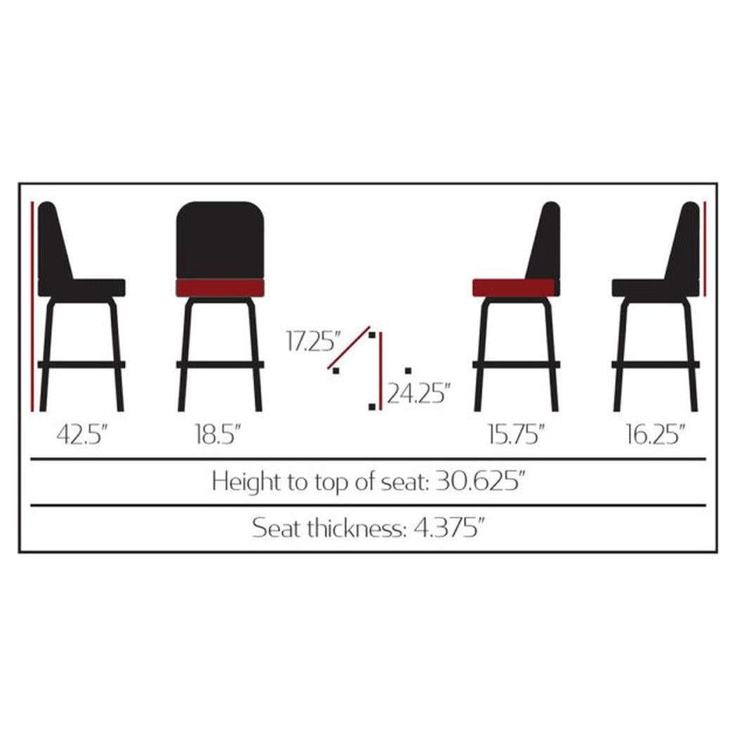 Taburete de bar tipo cubo con respaldo acolchado y base giratoria cuadrada en negro brillante