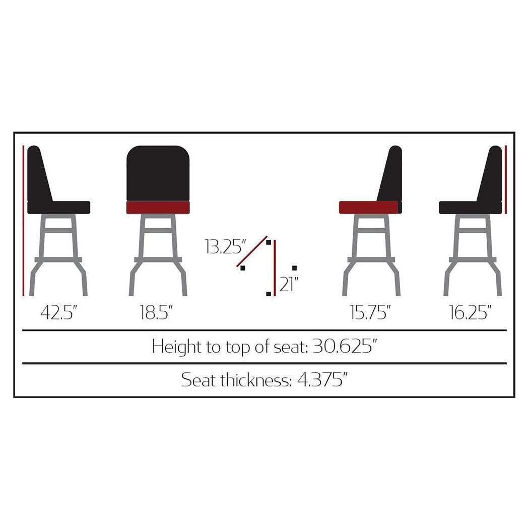 Bar stool bucket type with padded backrest and swivel double chrome footrest