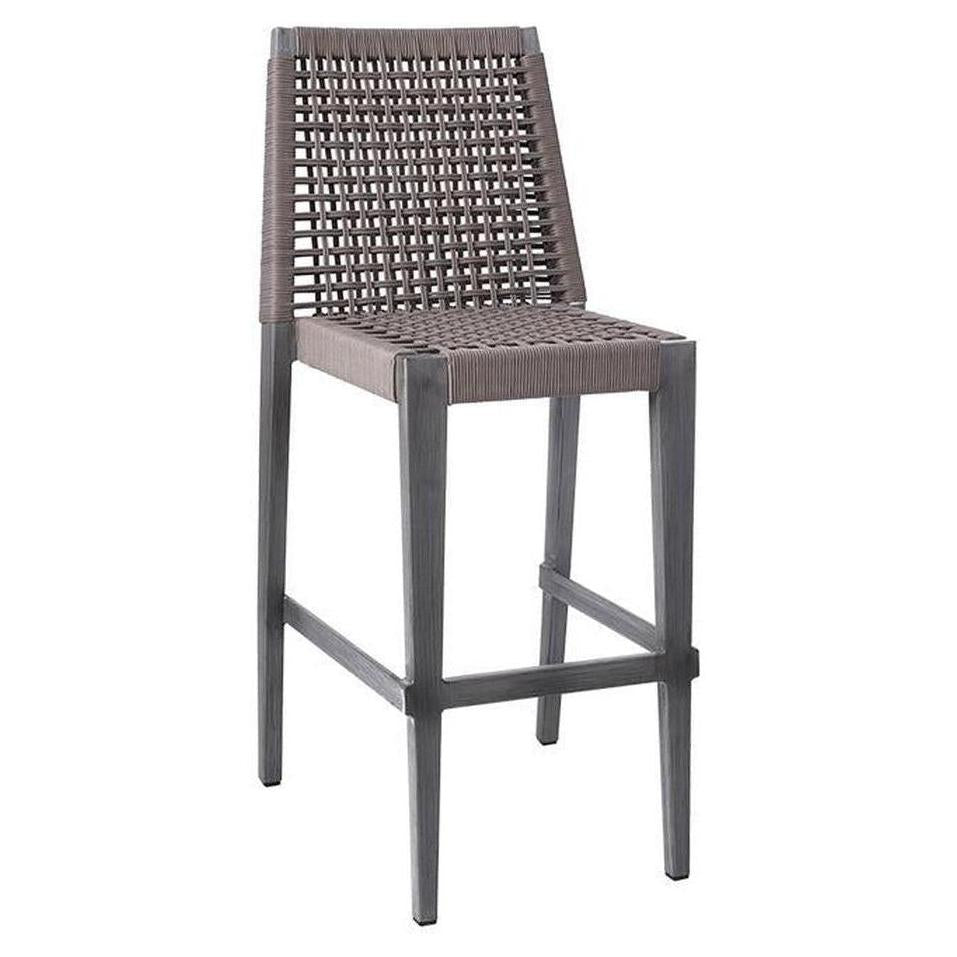 Tabouret de bar extérieur en aluminium avec assise et dossier en tissu terylene