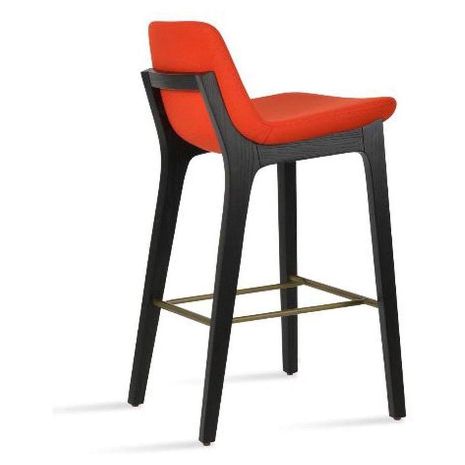 Taburete de altura de mostrador DUNDCH con respaldo y asa de madera