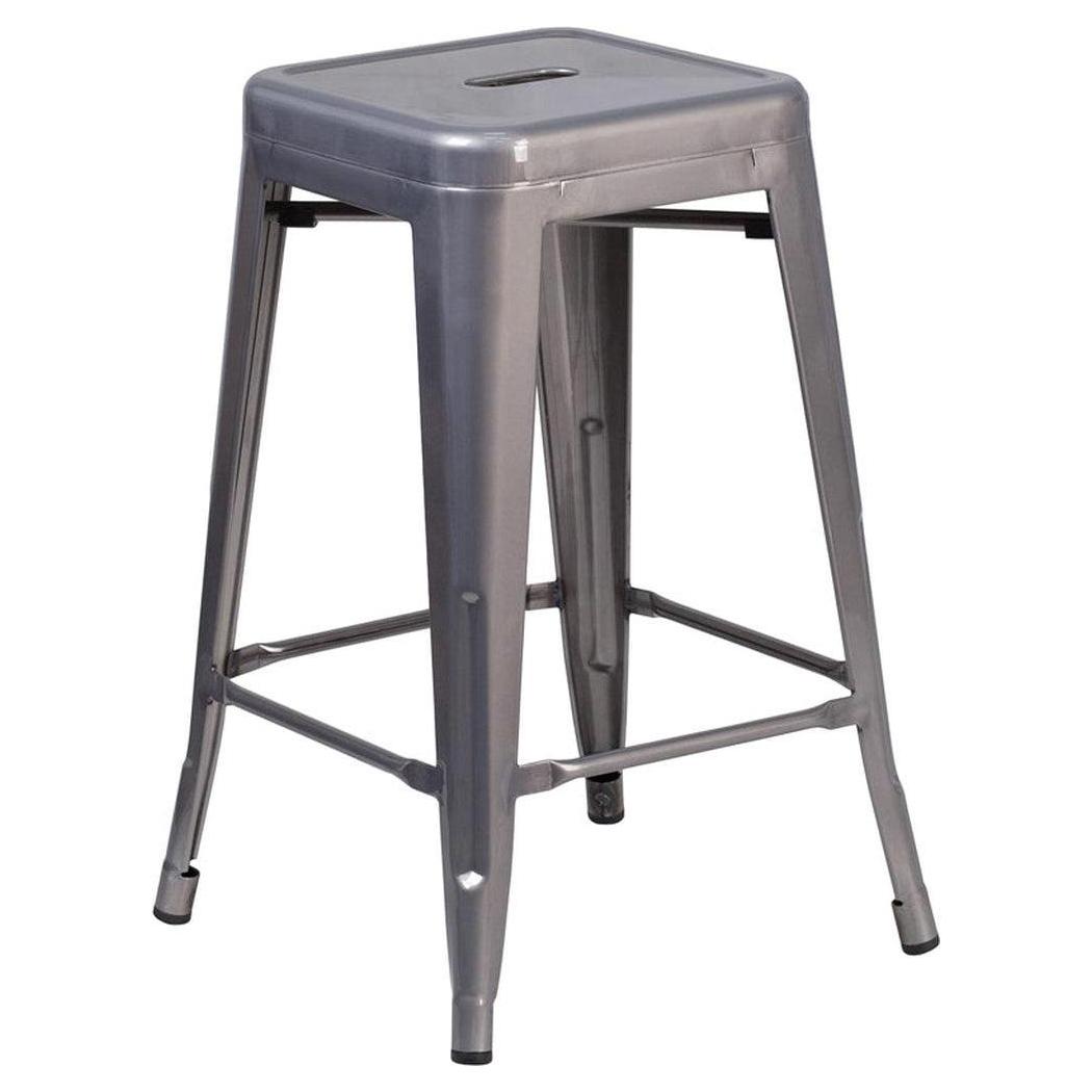 Tabouret hauteur comptoir intérieur 61 cm finition transparente sans dossier avec assise carrée