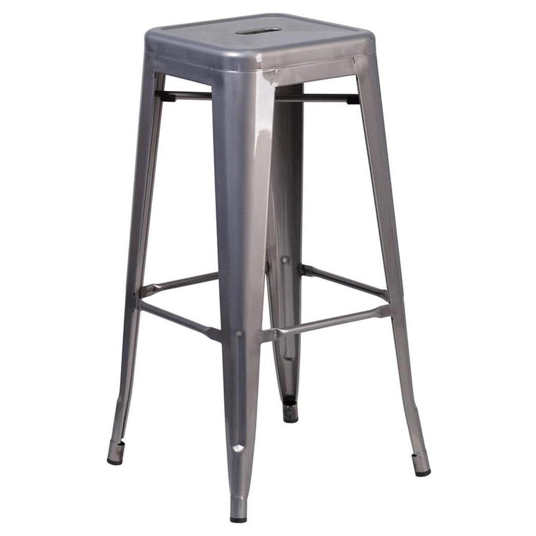 Tabouret de bar intérieur 76 cm finition transparente sans dossier avec assise carrée