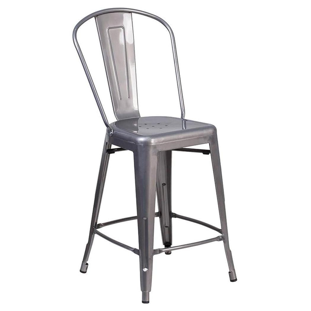 Tabouret hauteur comptoir intérieur 61 cm finition transparente avec dossier