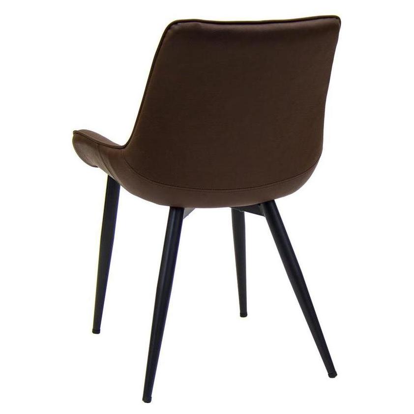 Vintage black steel chaise with brown vinyl seat and backrest