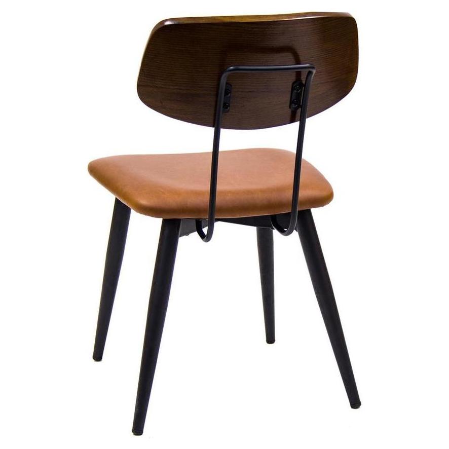 Black metal chair with veneer backrest and vinyl seat