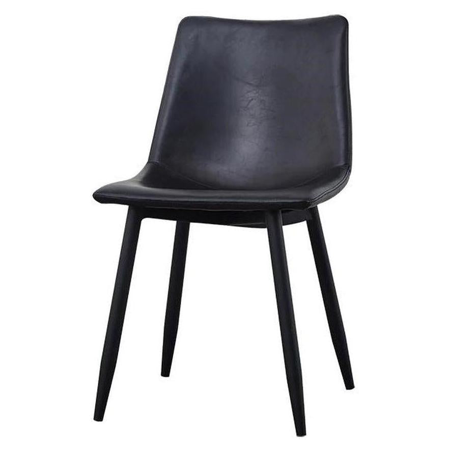 Vintage black steel chaise with black vinyl seat