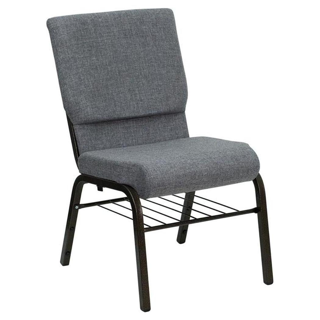 Chaise d’église TITAN largeur 47 cm en tissu avec porte-livres, structure gold vein