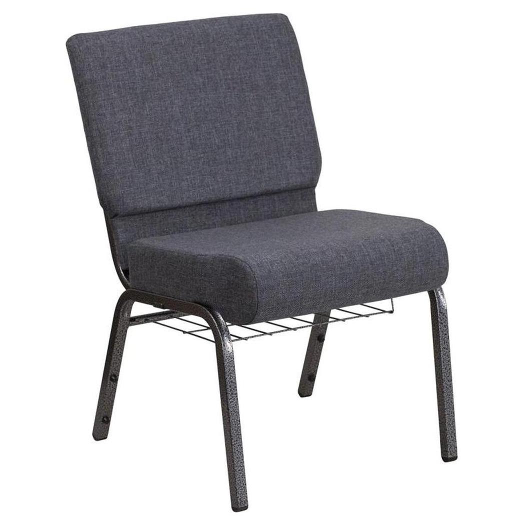 Chaise d’église TITAN largeur 53 cm avec porte-livres, structure silver vein