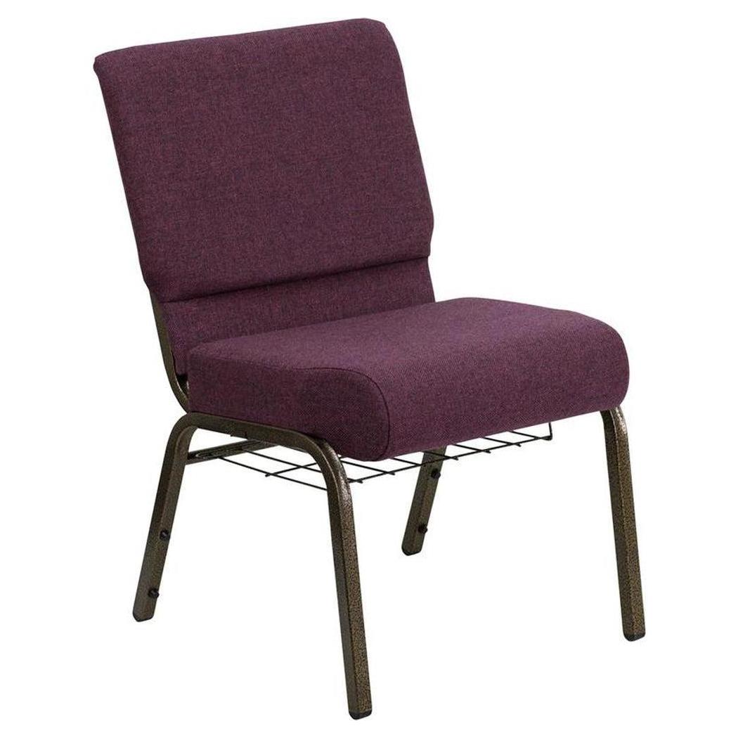 Chaise d’église TITAN largeur 53 cm avec porte-gobelet/porte-livres, structure gold vein