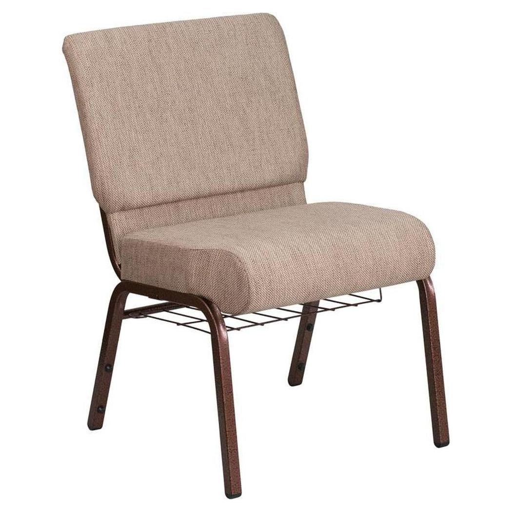 Chaise d’église TITAN largeur 53 cm avec porte-livres, structure copper vein