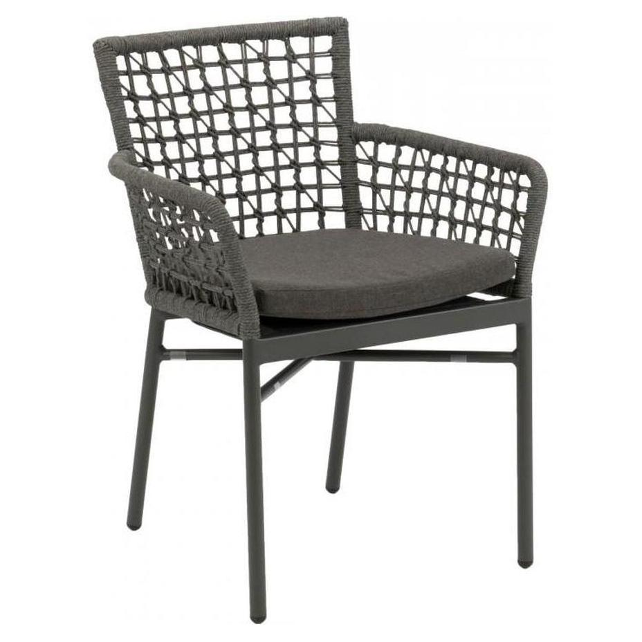 Aluminum thermocoated armchair with rope - modern square design