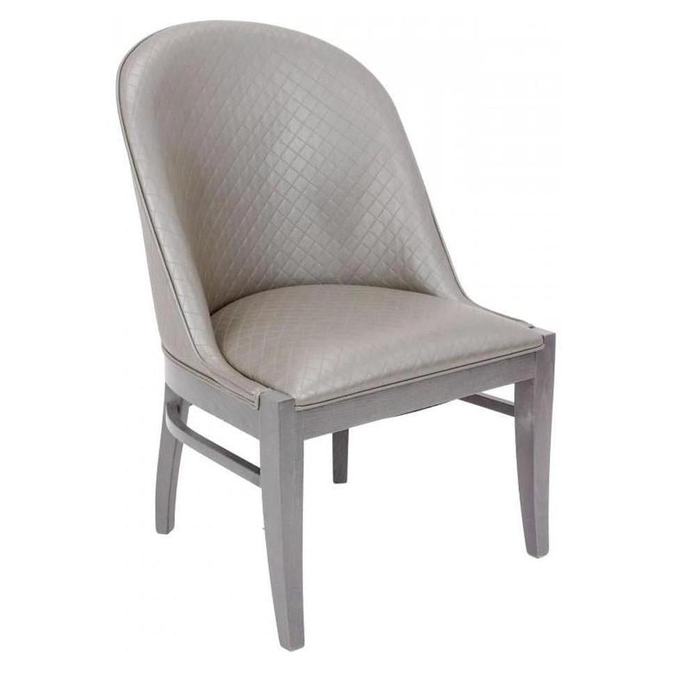Modern round European beech wood chair with high padded backrest