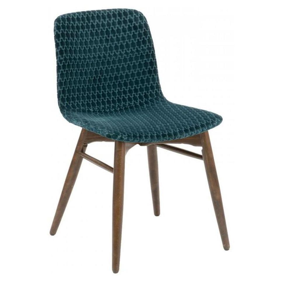 Chaise de haya europea tapizada estilo mediados de siglo moderno