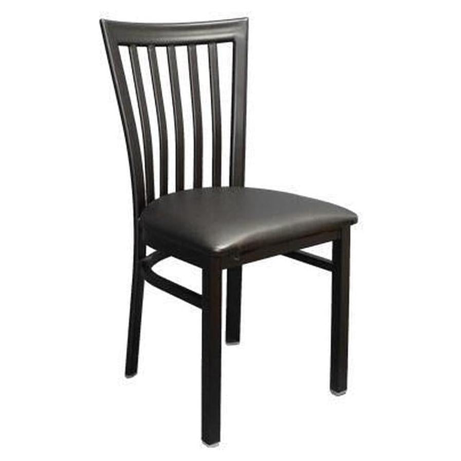 Chaise de metal con respaldo alto vertical