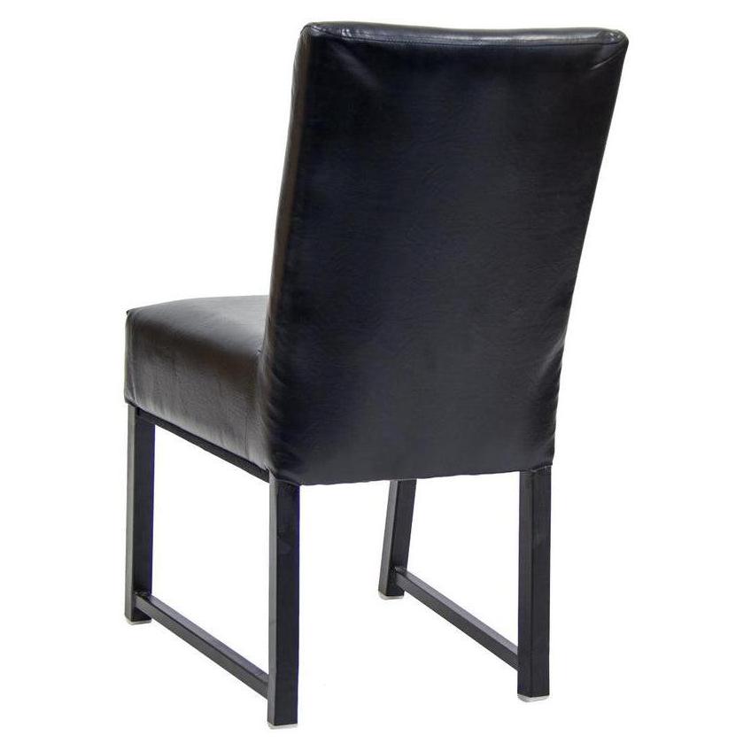 Fauteuil lounge intérieur en métal noir avec assise et dossier vinyle noir